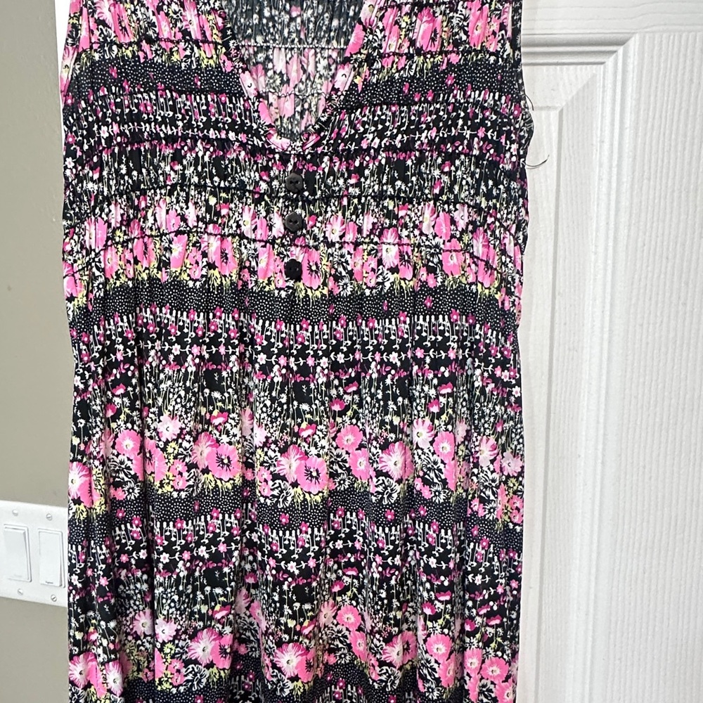 Floral Pink and Black Women's Dress